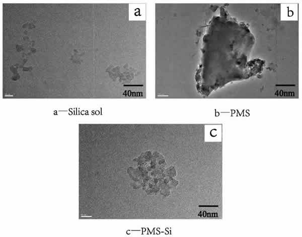 圖2_硅溶膠、PMS、PMS-Si的TEM圖